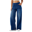 FJØRNA women's lace jeans with wide-leg cut and high waist, showcasing the stylish denim pants with lace details.