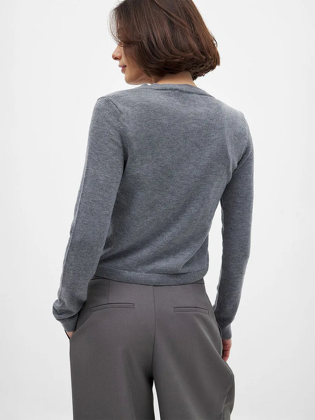 FJØRNA women's longline button-front knit cardigan, soft and cozy knit top, stylish for casual or layered looks
