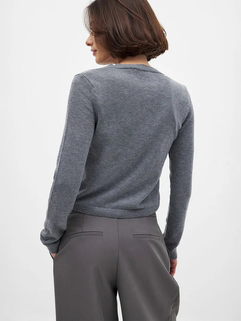 FJØRNA women's longline button-front knit cardigan, soft and cozy knit top, stylish for casual or layered looks