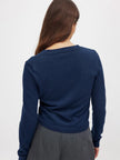 FJØRNA women's longline button-front knit cardigan, stylish women's top, soft knit fabric, casual and cozy design