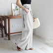 Women's high-waist cotton wide-leg pants by FJØRNA, loose pull-on trousers with a relaxed fit and comfortable style.
