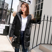 Down Coat Women Hooded Long Detachable Fur Trim Winter