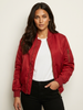 Bomber Jacket Women Satin Utility Pockets Classic