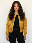 Bomber Jacket Women Satin Utility Pockets Classic