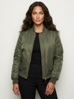 Bomber Jacket Women Satin Utility Pockets Classic