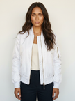 Bomber Jacket Women Satin Utility Pockets Classic