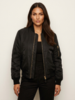 Bomber Jacket Women Satin Utility Pockets Classic