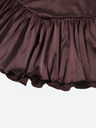 FJØRNA satin ruffled mini dress for women, perfect for party and cocktail occasions, featuring elegant ruffle details.