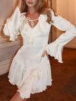 FJØRNA satin ruffled mini dress for women, perfect for parties and cocktails, featuring a stylish and elegant design