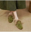 FJØRNA women's plush fur mule slippers with slip-on design and cozy lining, ideal for comfortable indoor wear.