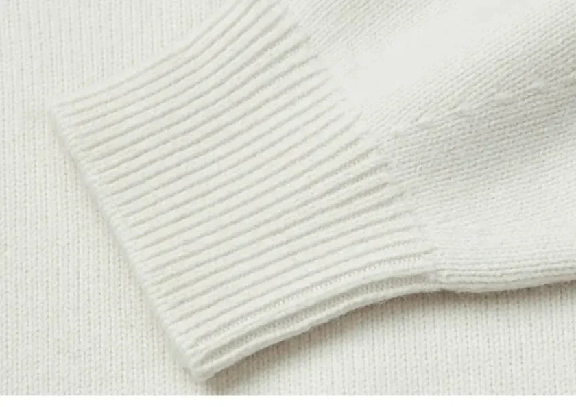 Turtleneck Sweater Women Contrast Seam Relaxed Fit