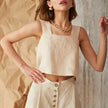 FJØRNA women's knit wide-leg trousers with elastic waist, showcasing soft, textured fabric and relaxed fit style.