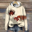 Susan | Women's Relaxed-Fit Floral Print Hooded Sweater with Ribbed Cuffs for Layering