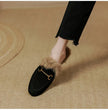 FJØRNA women's fur mule slippers with plush lining, slip-on shoes featuring a cozy, luxurious design for indoor wear.