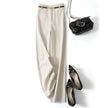 FJØRNA women's wool wide-leg high-waist trousers, stylish and comfortable pants with a tailored fit and elegant design.