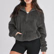 Plush Sweater Women Half Zip High Collar Relaxed Fit