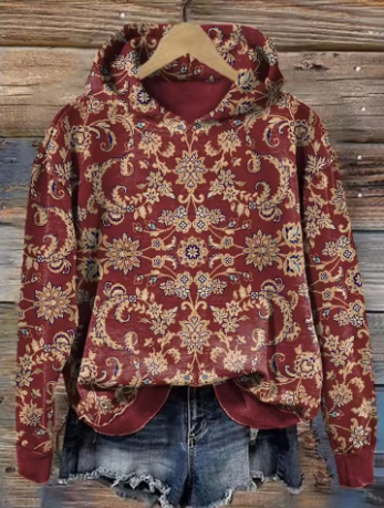 Sophie | Women's Cozy Oversized Knit Nordic Hoodie Sweatshirt Pullover with Round-Neck Hooded Star Print Soft for Autumn