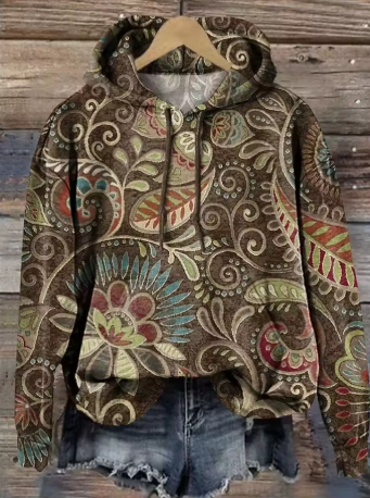 Nina | Women's Cozy Oversized Knit Nordic Hoodie Sweatshirt Pullover with Round-Neck Hooded Star Print Soft for Autumn