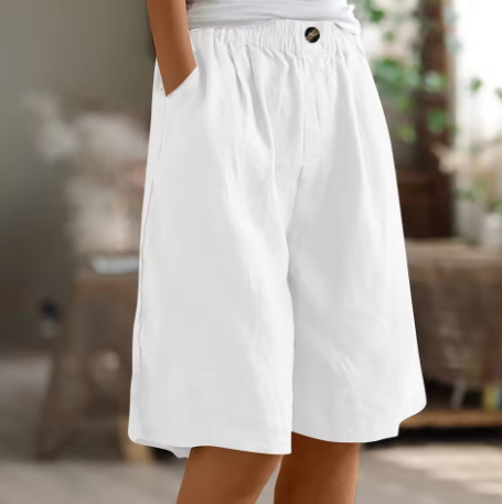 FJØRNA women's lightweight summer shorts with elastic waist and breathable fabric, perfect for warm weather.