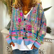 Evie | Women's Relaxed-Fit Knit Cardigan with Floral Abstract Print for Layering
