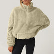 Plush Sweater Women Half Zip High Collar Relaxed Fit