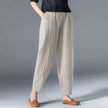 FJØRNA women's lightweight summer tapered trousers with elastic waist, casual breathable trousers for warm weather