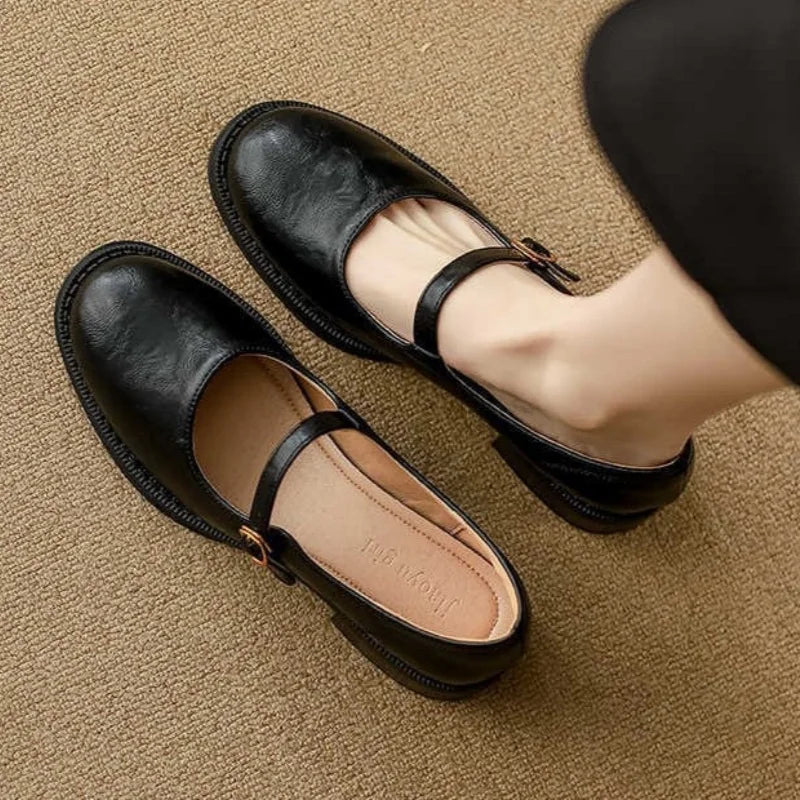 Ida | Women's Leather Block-Heel Heeled Mary Jane Shoes