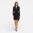 FJØRNA women's sequined blazer dress wrap mini, elegant evening dress with shimmering sequins and tailored fit.