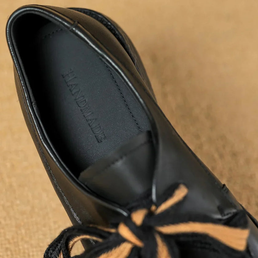 FJØRNA women's dual-tone leather loafers with handcrafted design and cushioned insoles, stylish slip-on shoes for women.