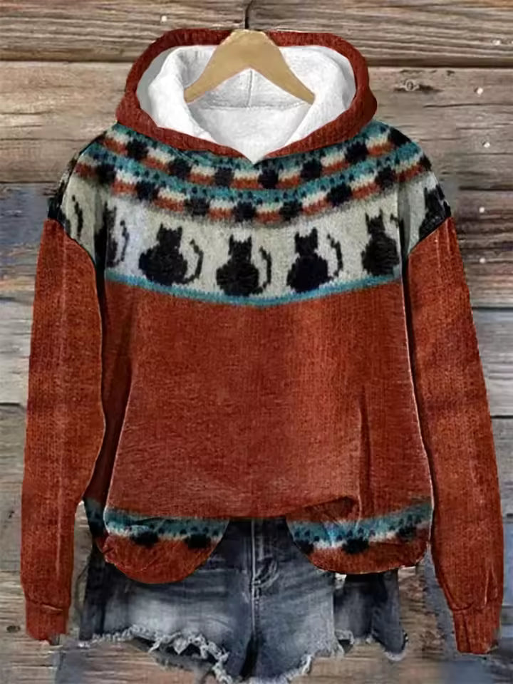 Lena | Women's Cozy Oversized Knit Nordic Hoodie Sweatshirt