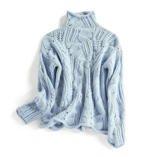 Alice | Women's Turtleneck Cable Print Sweater with High-Neck Cozy for Layering