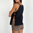 Cotton Blend Tank Top Women Bow Strap Sleeveless