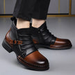 Ankle Boots Leather Side Zip Buckle Strap Layered Fold Winter Boots | Ines