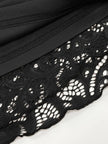FJØRNA sheer lace women's mini dress with long sleeves, perfect for party and day wear, featuring delicate floral lace details.