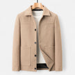 Textured Jacket Men Button Front Classic Collar Patch Pockets