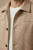 Textured Jacket Men Button Front Classic Collar Patch Pockets