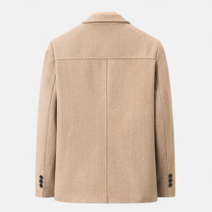 Textured Jacket Men Button Front Classic Collar Patch Pockets
