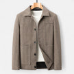 Textured Jacket Men Button Front Classic Collar Patch Pockets