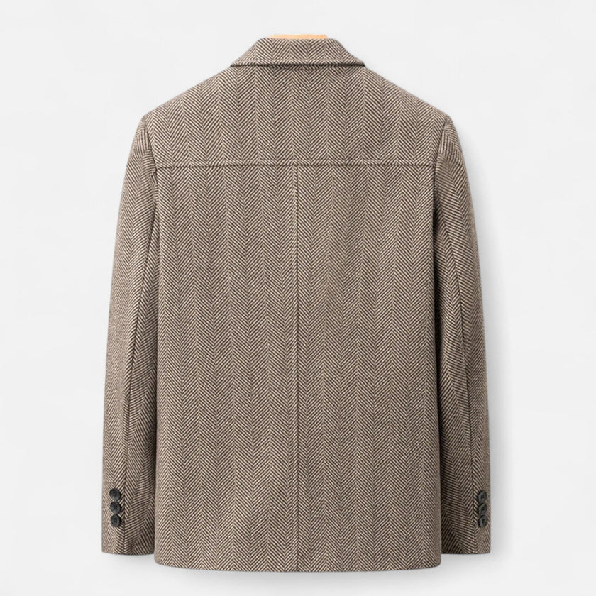 Textured Jacket Men Button Front Classic Collar Patch Pockets