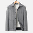 Textured Jacket Men Button Front Classic Collar Patch Pockets
