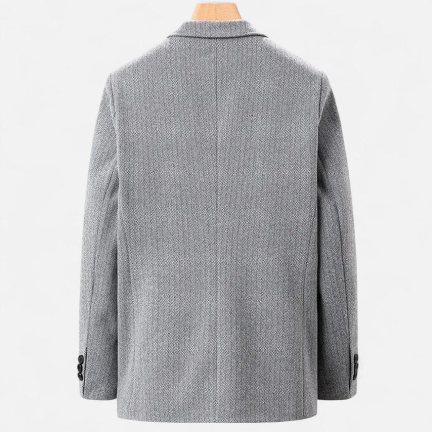 Textured Jacket Men Button Front Classic Collar Patch Pockets