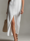 FJØRNA sleeveless midi casual dress, lightweight and flowy with a relaxed fit, perfect for warm weather and casual outings.