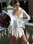 Soft Girl Ruffled Women's Mini Dress by FJØRNA, featuring delicate ruffles and a feminine silhouette, perfect for party or daytime wear.