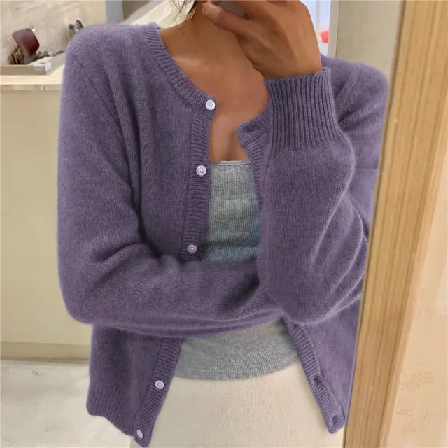 Button Up Cardigan Round Neck Soft Knit Cardigan Sweater | Vilde