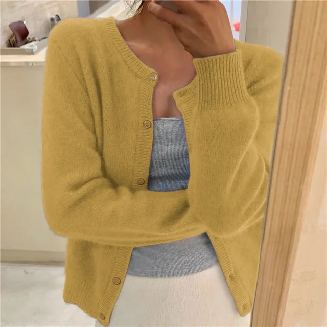 Button Up Cardigan Round Neck Soft Knit Cardigan Sweater | Vilde