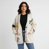 Patchwork Knit Cardigan Women Chunky Button Front