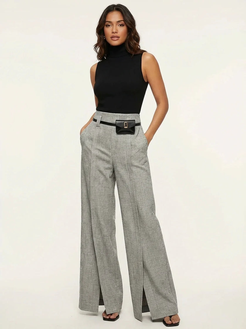 Palazzo Trousers Women High Waist Wide Leg Split Detail