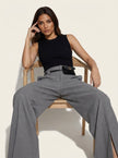 Palazzo Trousers Women High Waist Wide Leg Split Detail