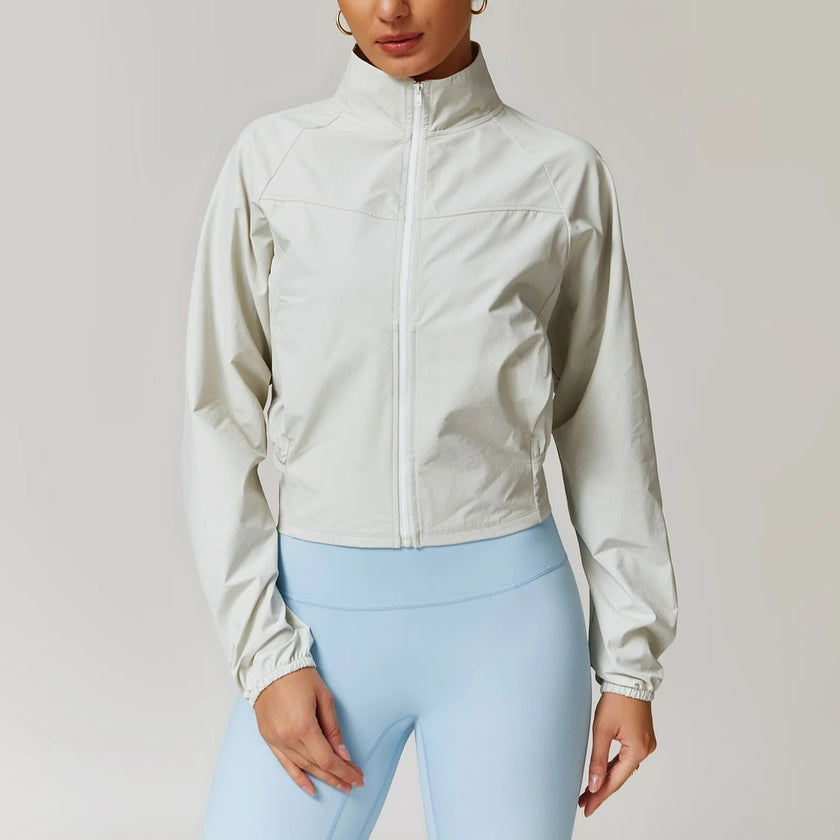 Performance Jacket Women Cropped Zip Front High Neck