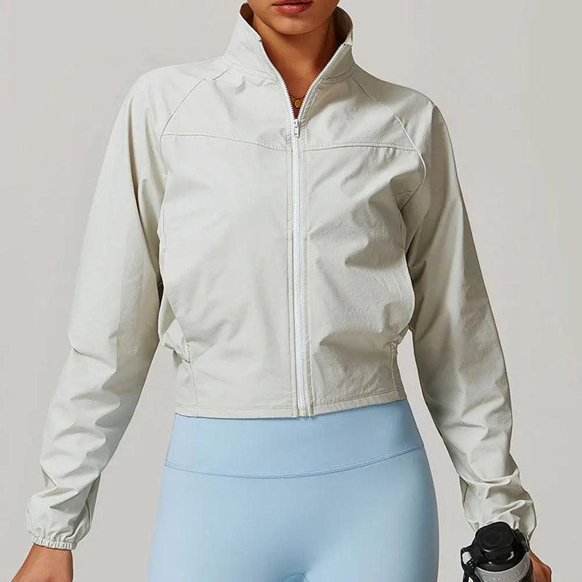 Performance Jacket Women Cropped Zip Front High Neck